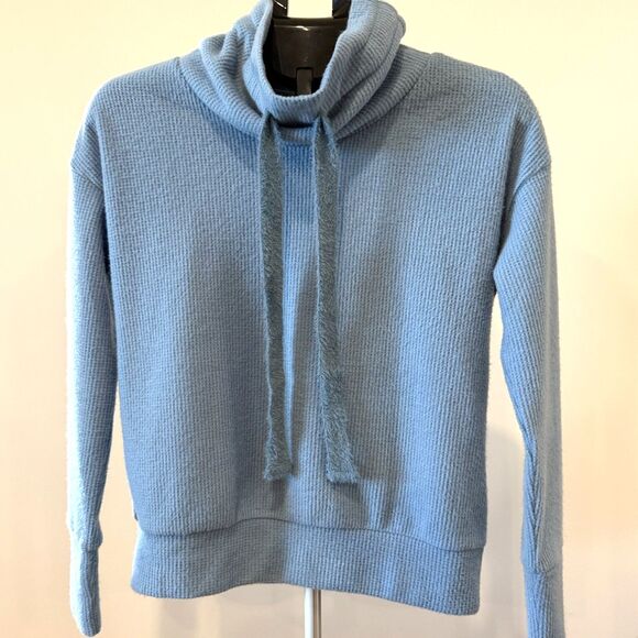HALARA Cowl Neck Drawstring Long Sleeve Relaxed Waffle Casual Sweater Size Small - Picture 3 of 10